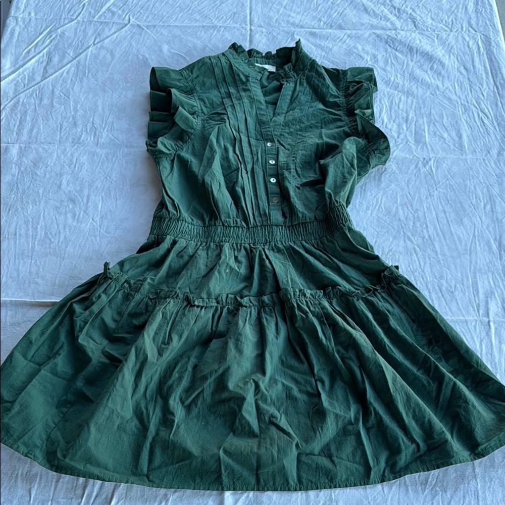 Elegant Green Ruffled Women's Dress